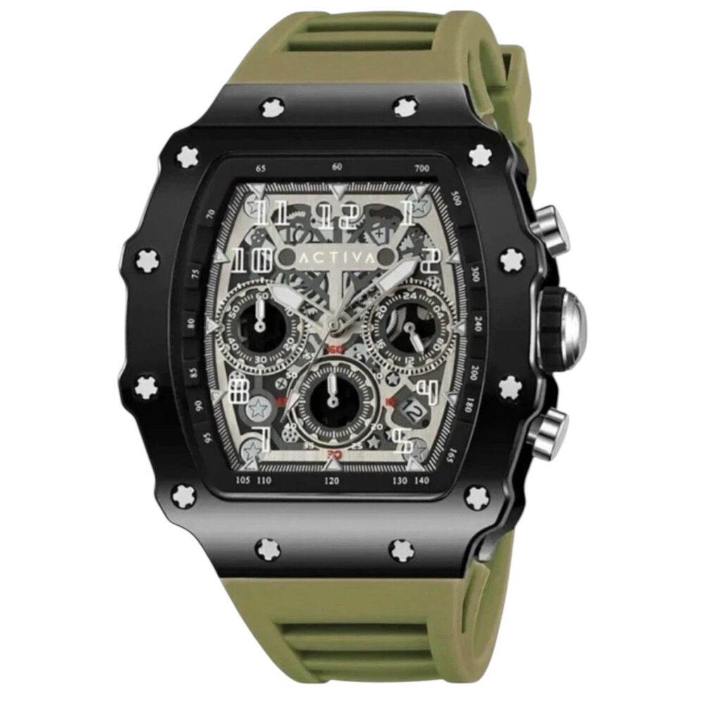 Activa Circuit X Invicta Skeleton Dial PC Case Material Olive / Black Watch NEW